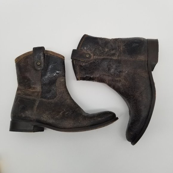 FRYE | Melissa Button Ankle Booties w/ Crackle Leather - 11B - Picture 6 of 13